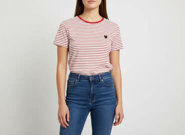 bluzki w paski z serduszkiem: T-shirt damski, rozmiar S — 1