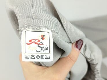 szare szerokie jeansy: Spodnie materiałowe damskie, rozmiar M — 4