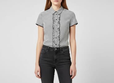 biała bluzka w czarne paski: H&M, Women's blouse, size S — 1