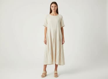 sukienki beżowa midi: Sukienka damska, rozmiar S — 1