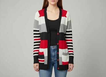 sweter w paski: Miss Selfridge, Kardigan damski, rozmiar M — 7