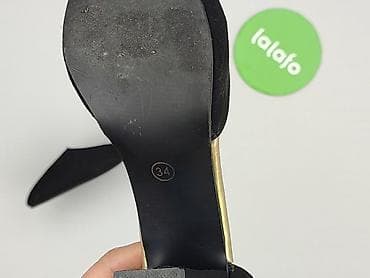 klapki krowy: Czółenka damskie na słupku, rozmiar 34. - Kolor: czarny z detalami w — 6