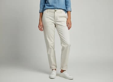 spodnie woskowane beż: VRS, Spodnie materiałowe damskie, rozmiar S — 6