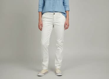 białe spodnie damskie mohito: Orsay, Spodnie materiałowe damskie, rozmiar L — 6