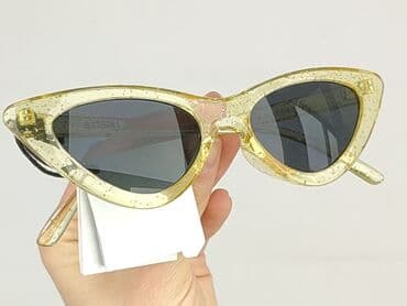 złote dodatki do zielonej sukienki: Glasses, Sunglasses, Cat eyes design, condition - Perfect — 5