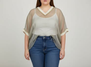 dodatki do beżowej sukienki: Bluzka damska, rozmiar 4XL — 8