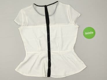 bluzka z baskinką biała: Bluzka damska, rozmiar L — 3