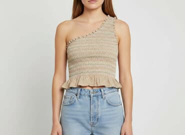 bluzka z asymetrycznym dekoltem: American Eagle, Top damski, rozmiar L — 6