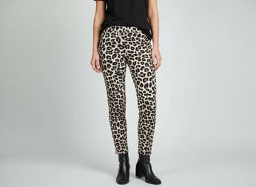 leopard print jeans: Spodnie materiałowe damskie, rozmiar M — 1