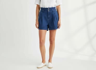 krótkie spodenki jeansowe plus size: Cleve, Szorty damskie, rozmiar M — 7