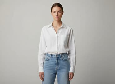 biała koszula z kołnierzykiem damska: Сорочка жіноча, розмір S — 1