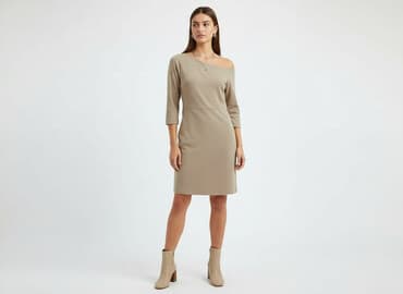 sukienki na wesele długie beżowe: Sukienka damska, rozmiar S — 1