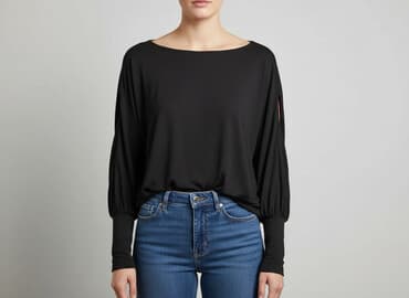 czarne bluzki w lodke: Bluzka damska, rozmiar L — 1