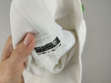 biale szerokie jeansy: Beloved, Spodnie materiałowe damskie, rozmiar L — 4