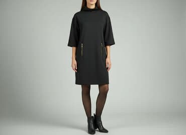 czarna sukienka dzianinowa z golfem: Sukienka damska, rozmiar M — 6