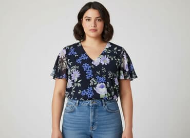 eleganckie bluzki w kwiaty: Bluzka damska, rozmiar XL — 6