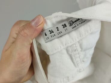 krótkie jeansowe spodenki z wysokim stanem podarte: Denim, Szorty damskie, rozmiar XS — 4