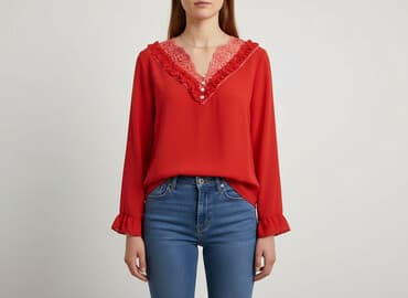 czerwone bluzki eleganckie: Bluzka damska, rozmiar M — 1