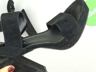 czarne sandały na słupku vices: Sandały damskie, rozmiar 38 — 6