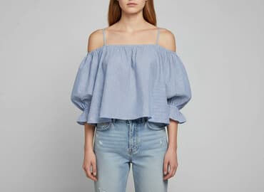 zara bluzka z odkrytymi ramionami: Zara, Women's blouse, size S — 1