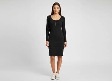 czarna sukienka z długim rękawem sinsay: Sinsay, Sukienka damska, rozmiar M — 6