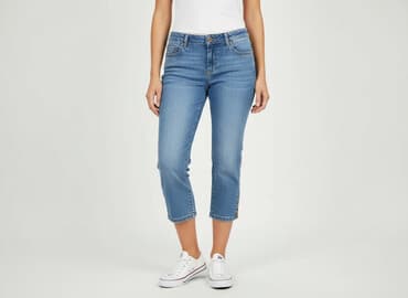 jeansy cropped damskie: Spodnie 3/4 damskie, rozmiar L — 6