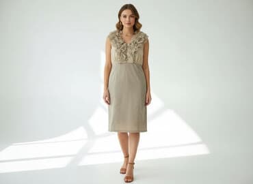 sukienki beżowe midi: Dorabella, Sukienka damska, rozmiar L — 7