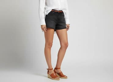 krótkie spodenki z wysokim stanem czarne: Szorty damskie, rozmiar S — 1