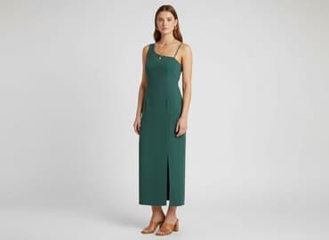 sukienka maxi butelkowa zieleń długi rękaw: Sukienka damska, rozmiar M — 1