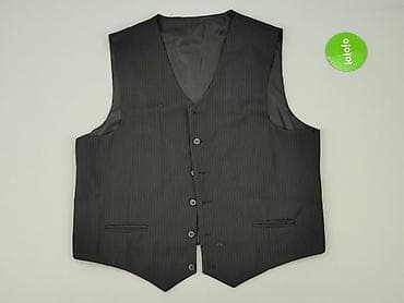 dresy m: Męska kamizelka garniturowa w prążek - Kolor: ciemny grafit/czarny z — 3