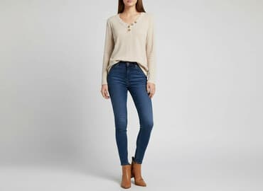 beżowe buty na koturnie ccc: Bluzka damska, rozmiar M — 6