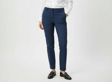 granatowe chinosy damskie: H&M, Spodnie materiałowe damskie, rozmiar M — 7