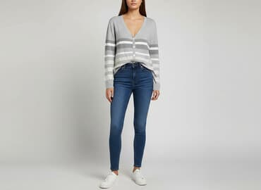 sweter w paski: Collection, Kardigan damski, rozmiar L — 7