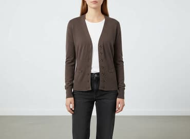 sweter z dekoltem v: Kardigan damski, rozmiar S — 7