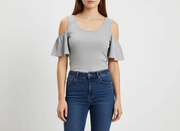 szara bluzka h m: H&M, Bluzka damska, rozmiar L — 7