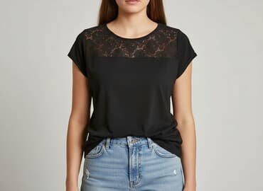 czarne t shirty damskie w serek: Clockhouse, T-shirt damski, rozmiar L — 6