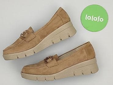 buty m: Damskie mokasyny na platformie - Rozmiar: 39 - Kolor: beż/karmel - — 3