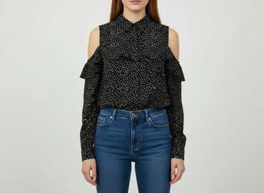 czarne bluzki w biale grochy: Brave Soul, Bluzka damska, M — 6