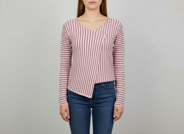 sweter w paski z serduszkiem: Kardigan damski, rozmiar M — 7