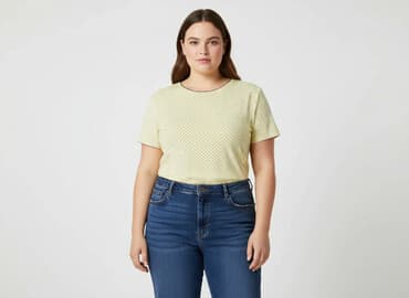 kropki koszulka: E-vie, T-shirt damski, rozmiar 4XL — 8