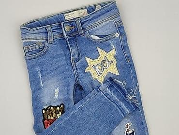 w.klapkach tekst: Spodnie jeansowe, Zara, 3-4 lat, 104, stan - Bardzo dobry — 1