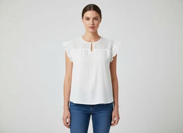 koszula damska biala z haftem: Moodo, Жіноча блуза, розмір L — 1