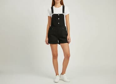 jeansy z asymetrycznym zapieciem: Ogrodniczki damskie, rozmiar M — 6