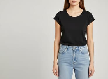 czarne t shirty w serek damskie: FB Sister, T-shirt damski, rozmiar S — 7