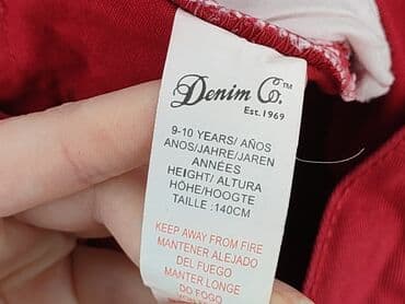 spodnie czerwone w kratke: Jeans, DenimCo, 10 years, 134/140, condition - Very good — 5