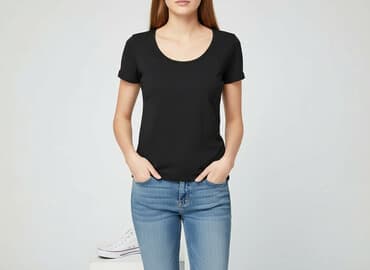 czarne t shirty damskie w serek: Esmara, T-shirt damski, rozmiar L — 6