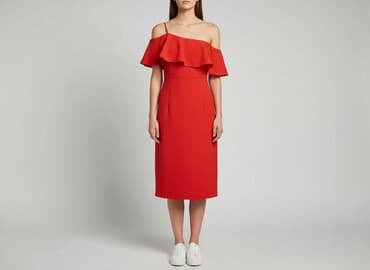 czerwona sukienki na jedno ramię: Top Secret, Sukienka damska, rozmiar XS — 1