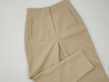 zara spodnie beżowe z wysokim stanem: Zara, Material trousers for women, size M — 2