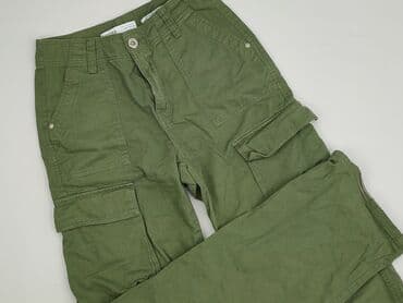 brązowe szerokie spodnie bershka: Bershka, Spodnie cargo damskie, rozmiar XS — 1