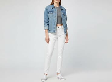 woskowane jeansy z wysokim stanem: H&M, Jeansy damskie, rozmiar XS — 7